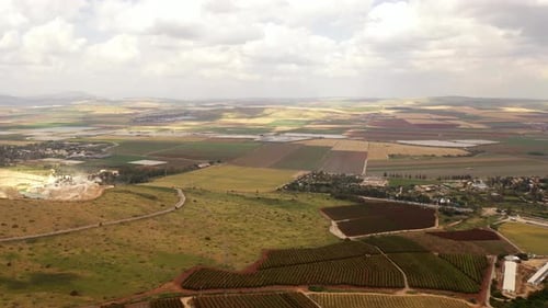 Aerial View over Beit Shean and Jordan Valley