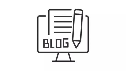 Animated Line Art Blog Writing Monitor and Pencil Icon