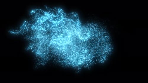 Abstract Swirling Blue Particles Dissipate into Digital Energy