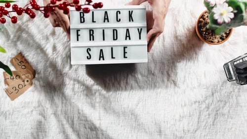 Overhead Shot of Black Friday Sale Set Up