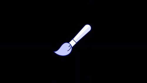 Animated Flat Design Paintbrush Drawing Icon