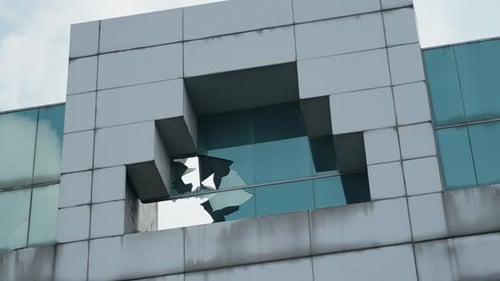 Broken glass window building abandoned