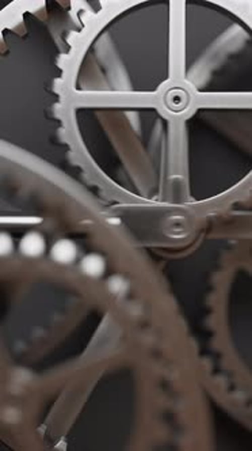 Seamless Loop of Moving Industrial Metal Gears