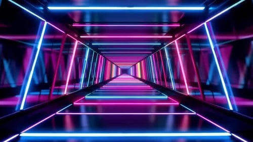 Futuristic Neon Light Tunnel Motion Loop