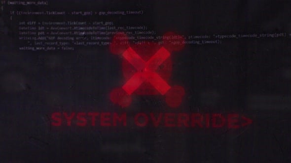 System Override On Hacker Vh Skull Pirates And Cyberattack Symbol With ...