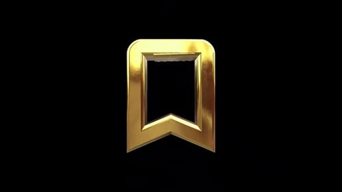 3D Golden Bookmark Icon Rotating Loop Animation