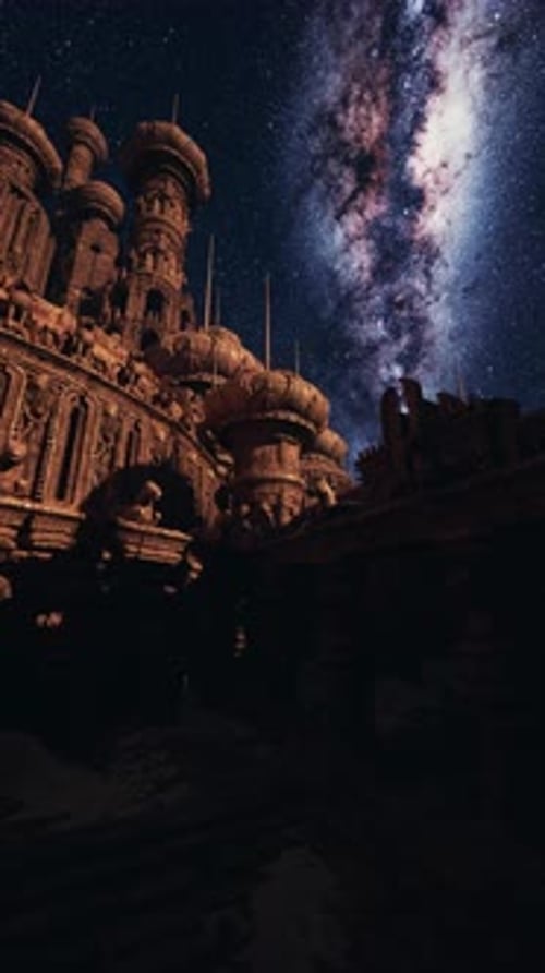 Castle Under Starry Sky