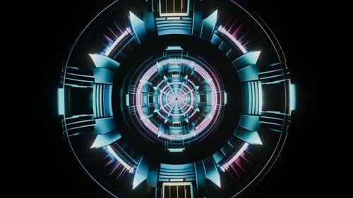 Futuristic Abstract Tunnel With Glowing Geometric Shapes Background