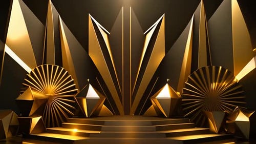 Elegant Gold Geometric Awards Stage Background Animation