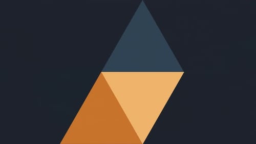 Synergy Collection: In out overlay with pop out animation of transition of an orange triangle into a