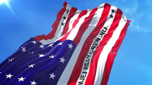 Realistic Waving Flag with Placeholder Text