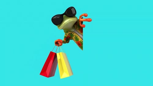 Lustiger grüner Frosch mit 3D-Cartoon (mit Alphakanal)