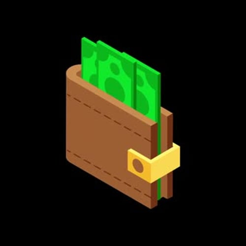 Isometrische Geldbörse mit Bargeld