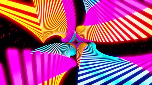 Colorful abstract spiral tunnel in space. Neon illuminated tunnel. VJ Loop Motion Background