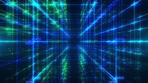 Abstract Futuristic Digital Data Network Grid Loop