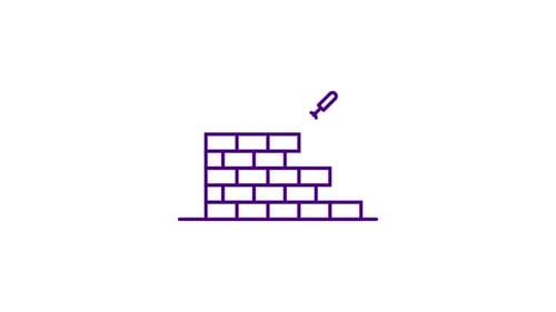 Animated Line Icon of Building Construction with Trowel