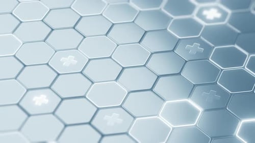 Medical Hexagon Grid with Pulsing Plus Signs