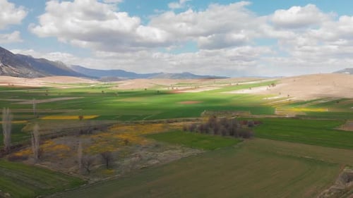 Aerial Drone View of Turkey Rural Landscape in Spring Denizli
