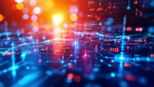 Futuristic Digital Data Network Loop with Glowing Connections