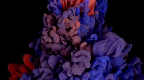 Abstract Ink Swirls of Blue and Red