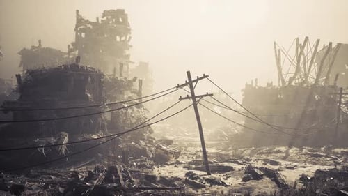 City Reduced to Rubble a Stark Display of Destruction and Desolation