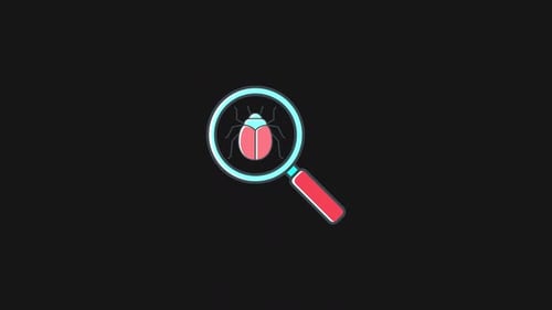 Animated Magnifying Glass Reveals Bug Icon for Debugging