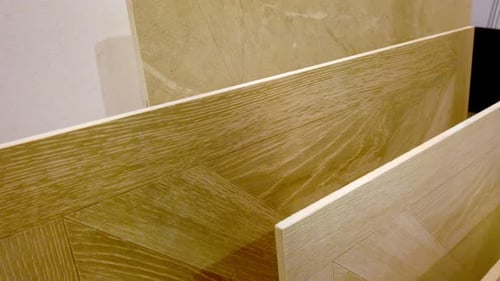 Wooden Laminate Samples on Display in Hardware Store