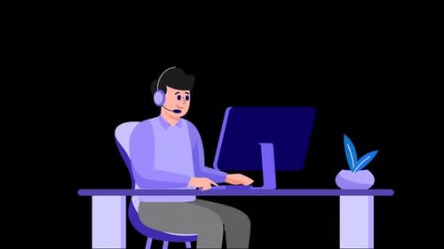 Office Working At Business Planing Animation 4K On Alpha