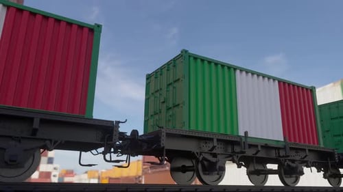 Contenedores con la bandera de Italia