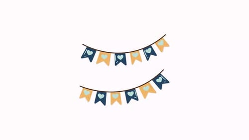Animated Bunting Flags with Heart Accents