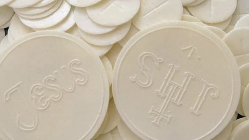 Communion Hosts Sakramentale Brote Ansicht von oben