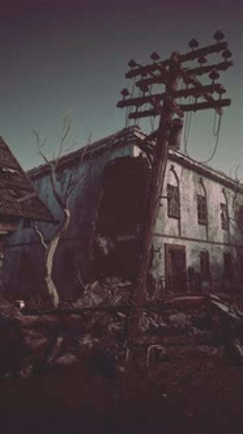 WarTorn Town at Twilight Remnants of Devastation