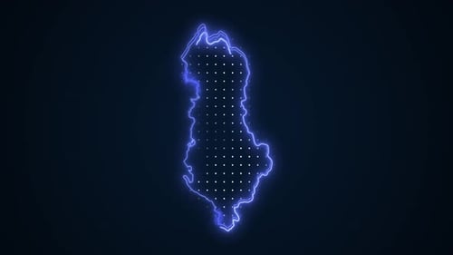 Animated Neon Outline of Albania Map with Electric Glow