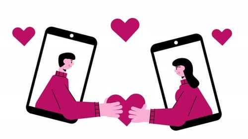 Online Love Connection Flat Design Animation