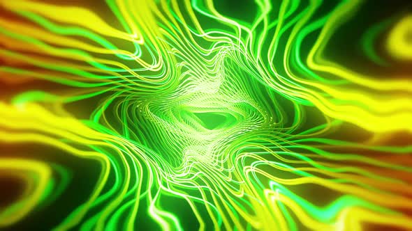 VJ Green Yellow Neon Wavy Tunnel, Backgrounds Motion Graphics ft ...