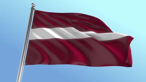 Latvia National Flag Waving in Wind Loop