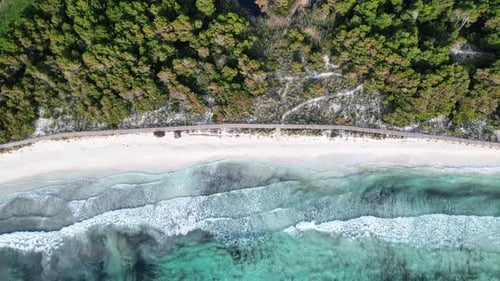 Aerial top view beautiful mediterranean beach shore