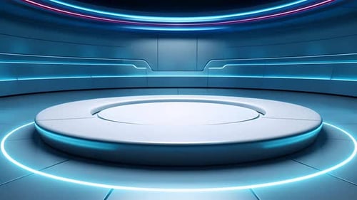Futuristic Blue Neon Studio Stage Presentation Background