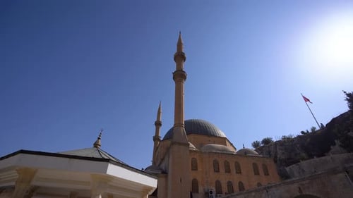 View of Mevlid-i Halil (Dergah Mosque) Mosque in Sanliurfa 4K