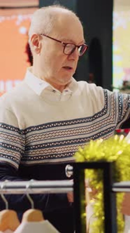 Vertical Video Senior Client in Festive Fashion Store