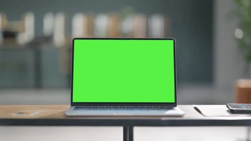 Laptop with Green Chroma Key Screen