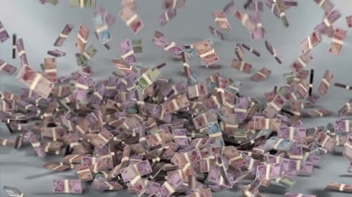 Turkey Money - Lira Stacked Money Falling - Turkish Currency