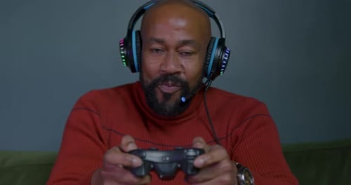 Man Playing Video Games, Having Fun