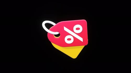 3D Looping Animation of Discount Tag for Online Sales, E-Commerce, and Marketing with Alpha Channel.