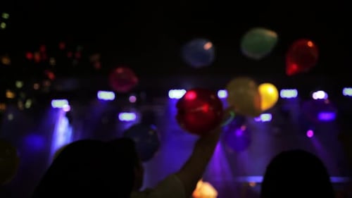 Silhouetted Crowd Enjoying Music Performance at Night