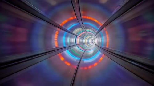 Graphique animé de science-fiction futuriste avec tunnel lumineux au néon