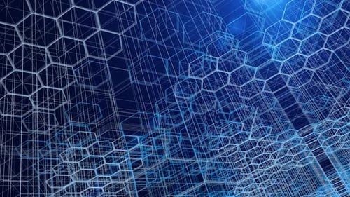 Abstract Blue Hexagonal Grid Network Background Animation