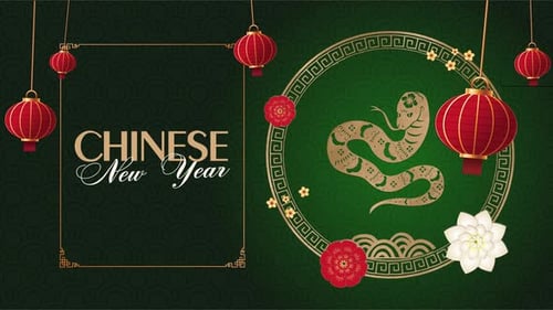 Creative Holiday Animation, Chinese New Year, Green Background
