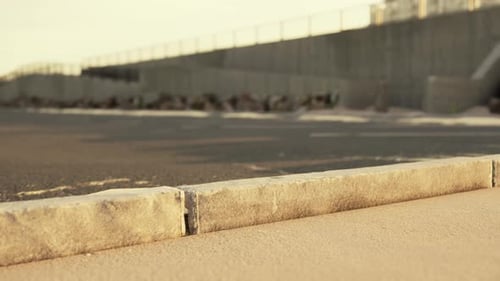 Empty Beach Car Park Spaces Covered in Asphalt