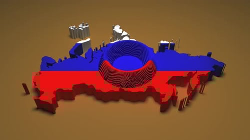 Animated 3D Russia Map with Flag Colors and Data Visualization